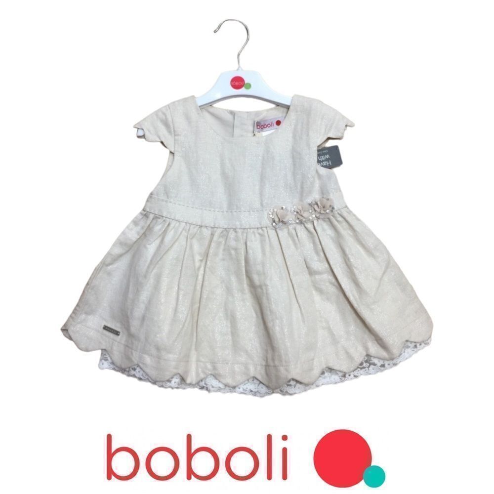 BOBOLI | Beige | LINEN AND LACE DRESS